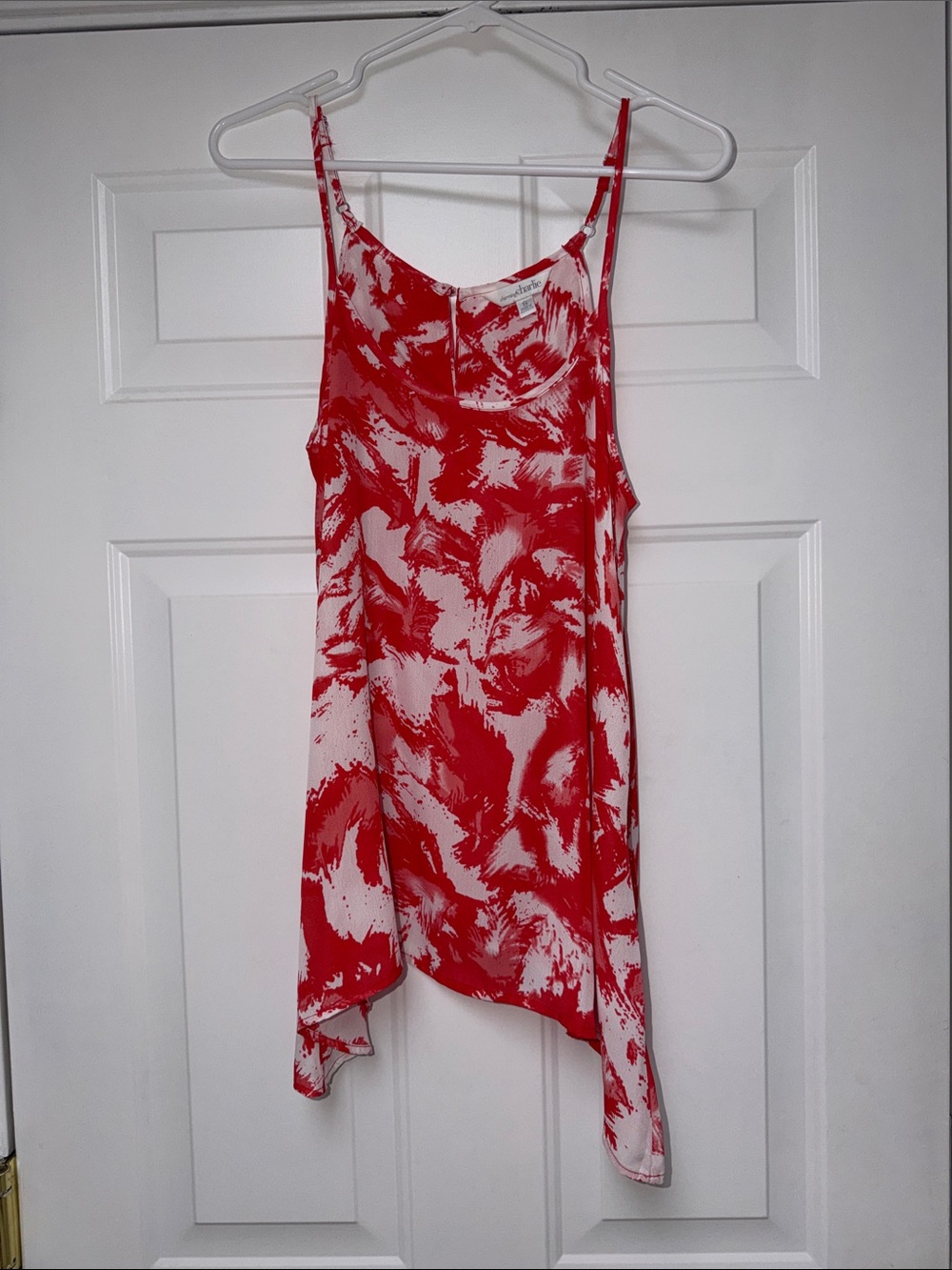 Charming Charlie Red and White Tie-Dye Tank Top